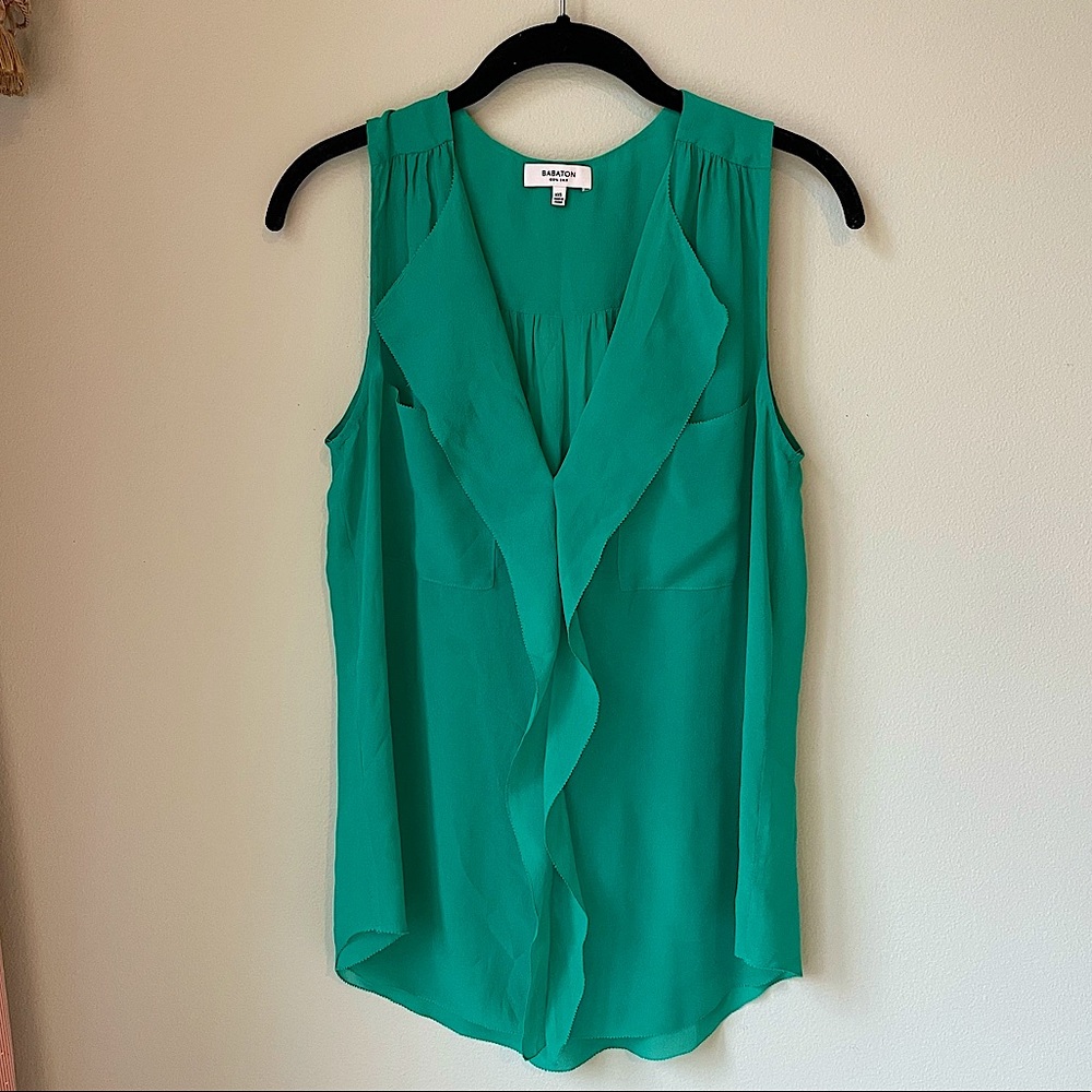 Aritzia Babaton Kelly Green Silk Top | Size XXS